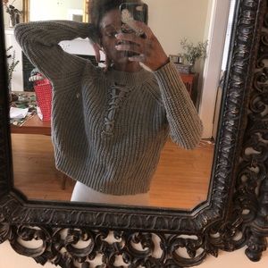 Chunky knit lace up sweater